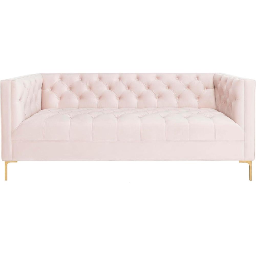 image:imageSafavieh Couture Home Vydia Glam Blush Pink Velvet and Gold Tufted SofaBlushGold