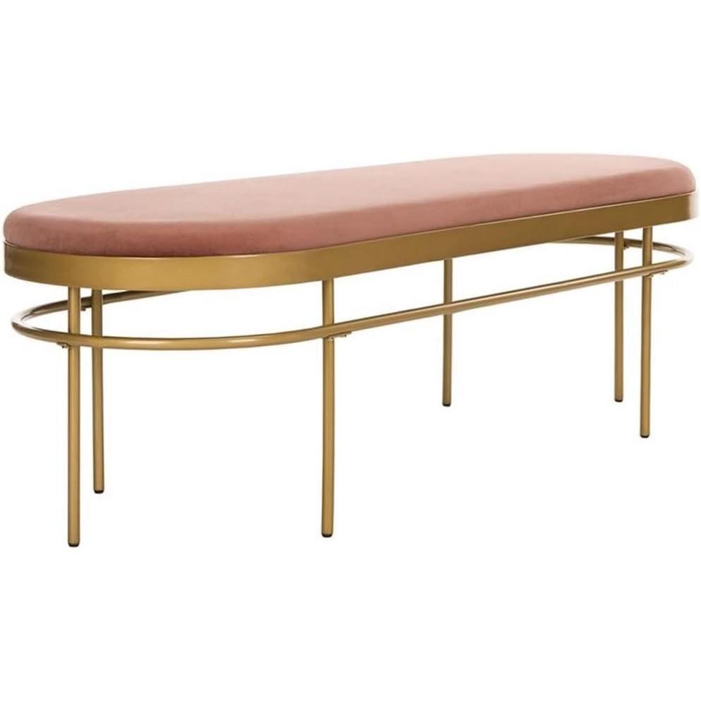 image:imageSafavieh Home Sylva 63inch Glam Dusty Rose Velvet and Gold Oval BenchDusty Rose Gold