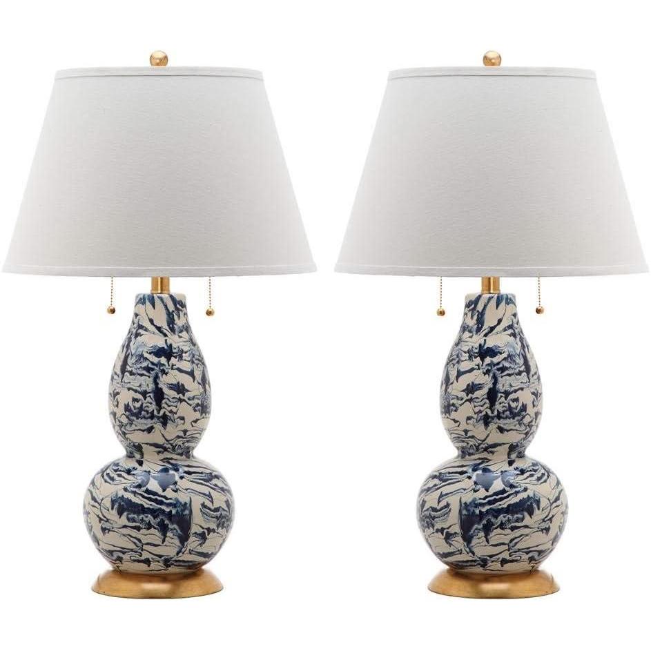 image:imageSafavieh Lighting Collection Color Swirls Glass Navy and White Table Lamp Set of 2NavyWhite Set of 2