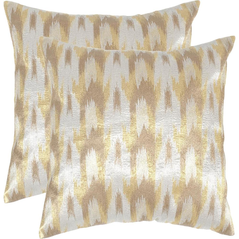 image:imageSafavieh Pillow Collection Throw Pillows 20 by 20Inch Boho Chic Neon Citrus Set of 2Metallic Silver