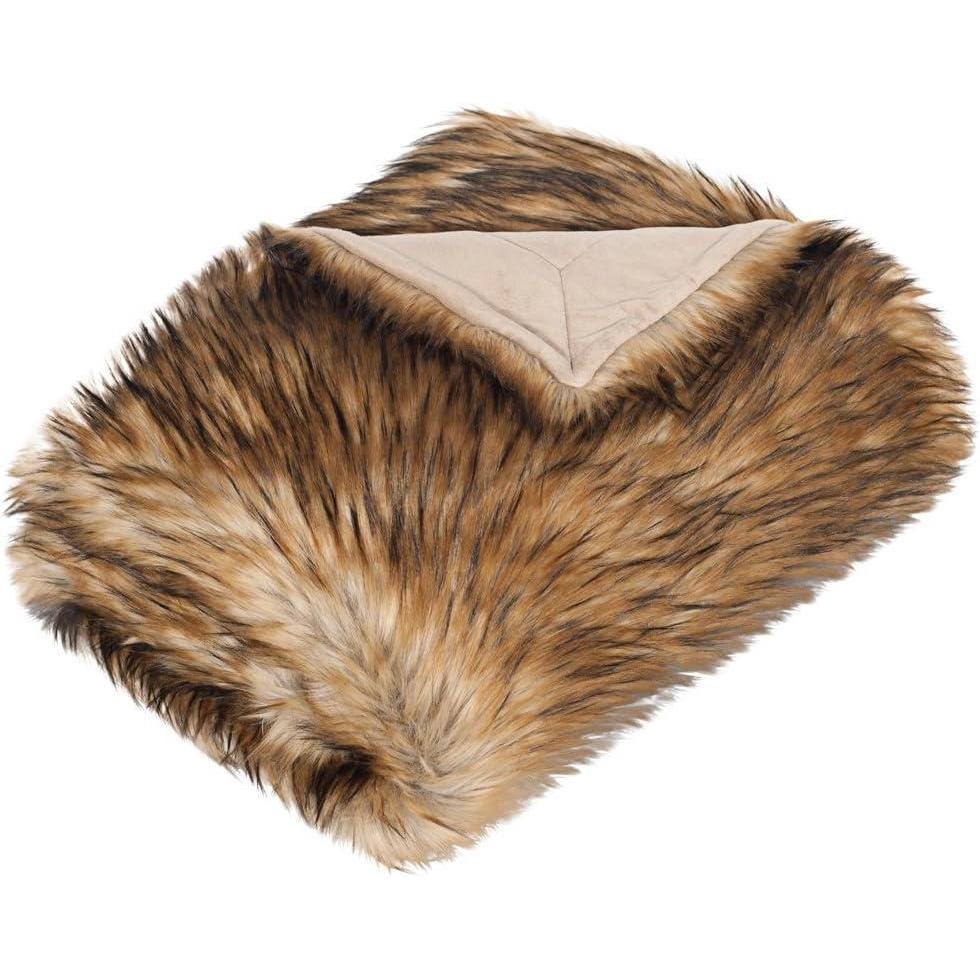 image:imageSafavieh Throws Collection Faux Racoon ThrowBrown