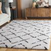 SAFAVIEH Area Rug 8×10 – Arizona Shag Collection – Large – Ivory & Beige, Moroccan Boho Design, Non-Shedding & Easy to Clean, Ideal for Living Room, Bedroom, Dining Space (ASG743A)(Ivory/Black)