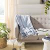 SAFAVIEH Brenton Fringe Throw Blanket, Blue/White
