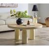 SAFAVIEH Couture Collection – Veronica Scandinavian Natural & White Lacquer 3-Leg Round Coffee Table (SFV5786A)(Natural/White)