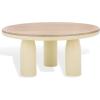 SAFAVIEH Couture Collection – Veronica Scandinavian Natural & White Lacquer 3-Leg Round Coffee Table (SFV5786A)(Natural/White)