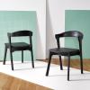 SAFAVIEH Couture Collection Brylie Rustic Black Leather Chair Set of 2(Black)
