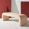 SAFAVIEH Couture Collection Caralynn Mid-Century Modern Tan Faux Lamb’s Wool Bench (Fully Assembled)