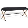 SAFAVIEH Couture Collection Carmelo Coastal Black Linen Hemp Wrapped Bench(Black)