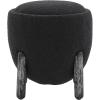 SAFAVIEH Couture Collection Clarabella Ivory Boucle/Black Round Upholstered Footrest Ottoman (Fully Assembled)(Black)