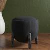 SAFAVIEH Couture Collection Clarabella Ivory Boucle/Black Round Upholstered Footrest Ottoman (Fully Assembled)(Black)