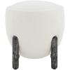 SAFAVIEH Couture Collection Clarabella Ivory Boucle/Black Round Upholstered Footrest Ottoman (Fully Assembled)(Ivory/Black)