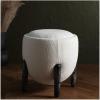 SAFAVIEH Couture Collection Clarabella Ivory Boucle/Black Round Upholstered Footrest Ottoman (Fully Assembled)(Ivory/Black)