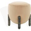 SAFAVIEH Couture Collection Clarabella Ivory Boucle/Black Round Upholstered Footrest Ottoman (Fully Assembled)(Light Brown/Black)