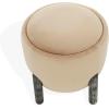 SAFAVIEH Couture Collection Clarabella Ivory Boucle/Black Round Upholstered Footrest Ottoman (Fully Assembled)(Light Brown/Black)