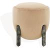 SAFAVIEH Couture Collection Clarabella Ivory Boucle/Black Round Upholstered Footrest Ottoman (Fully Assembled)(Light Brown/Black)