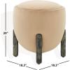 SAFAVIEH Couture Collection Clarabella Ivory Boucle/Black Round Upholstered Footrest Ottoman (Fully Assembled)(Light Brown/Black)