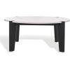 SAFAVIEH Couture Collection Garcia Natural Solid Wood/White Marble Top Round Coffee Table(Black/White)