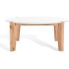 SAFAVIEH Couture Collection Garcia Natural Solid Wood/White Marble Top Round Coffee Table(Natural/White)