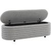 SAFAVIEH Couture Collection Jaymie Camel/Black Oval Faux Vegan Leather Storage Bench Lift Top for Bedroom Living Room(Dark Grey/Black)