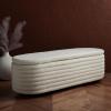 SAFAVIEH Couture Collection Jaymie Contemporary Ivory Boucle/Black Oval Storage Bench