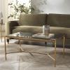 SAFAVIEH Couture Collection Jessa Silver Metal/Glass Top Rectangle Coffee Table (Fully Assembled)(Brass/Black)