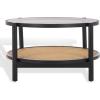 SAFAVIEH Couture Collection Karyna Natural Solid Wood Rattan/Glass Coffee Table(Black/Natural)