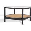 SAFAVIEH Couture Collection Karyna Natural Solid Wood Rattan/Glass Coffee Table(Black/Natural)