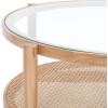 SAFAVIEH Couture Collection Karyna Natural Solid Wood Rattan/Glass Coffee Table(Clear/Natural)