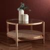 SAFAVIEH Couture Collection Karyna Natural Solid Wood Rattan/Glass Coffee Table(Clear/Natural)
