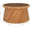 SAFAVIEH Couture Collection Lianna Coastal Tropical Natural Rattan Solid Wood Round Coffee Table (Fully Assembled)