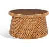 SAFAVIEH Couture Collection Lianna Coastal Tropical Natural Rattan Solid Wood Round Coffee Table (Fully Assembled)