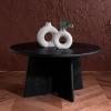 SAFAVIEH Couture Collection Madilynn Black Solid Wood Round Coffee Table(Black)