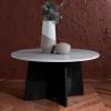 SAFAVIEH Couture Collection Madilynn Black Solid Wood Round Coffee Table(Black/Light Grey)