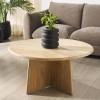 SAFAVIEH Couture Collection Madilynn Black Solid Wood Round Coffee Table(Natural)