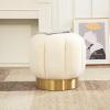 SAFAVIEH Couture Collection Maxine Cream Boucle/Gold Channel Tufted Ottoman (Fully Assembled)