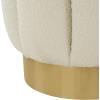 SAFAVIEH Couture Collection Maxine Ivory Boucle/Gold Channel Tufted Ottoman (Fully Assembled)