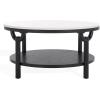 SAFAVIEH Couture Collection Puck Natural Solid Wood/White Marble Top Round Coffee Table(Black/White)