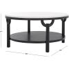 SAFAVIEH Couture Collection Puck Natural Solid Wood/White Marble Top Round Coffee Table(Black/White)