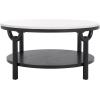 SAFAVIEH Couture Collection Puck Natural Solid Wood/White Marble Top Round Coffee Table(Black/White)