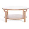 SAFAVIEH Couture Collection Puck Natural Solid Wood/White Marble Top Round Coffee Table(Natural/White)
