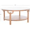 SAFAVIEH Couture Collection Puck Natural Solid Wood/White Marble Top Round Coffee Table(Natural/White)