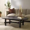 SAFAVIEH Couture Collection Tabytha Farmhouse Natural Solid Wood Oval Coffee Table(Black)