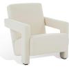 SAFAVIEH Couture Collection Taylor Modern Navy Velvet Upholstered Accent Chair (Fully Assembled)(Ivory)