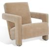 SAFAVIEH Couture Collection Taylor Modern Navy Velvet Upholstered Accent Chair (Fully Assembled)(Light Brown)