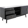SAFAVIEH Couture Collection Tomas Mid-Century White Washed 3-Drawer Sliding Door Entertainment Media Stand (Fits up to a 65″ Flatscreen TV)(Black)