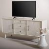 SAFAVIEH Couture Elissa TV Stand for up to 65″ Flatscreen – Mid-Century White Washed, 3 Drawers, 2 Doors with Interior Storage, Entertainment Media Console (SFV2115A)