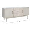 SAFAVIEH Couture Elissa TV Stand for up to 65″ Flatscreen – Mid-Century White Washed, 3 Drawers, 2 Doors with Interior Storage, Entertainment Media Console (SFV2115A)