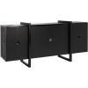 SAFAVIEH Couture Home Collection Cordelia Black Rattan 4-Door Storage Buffet Cabinet Entertainment Console Media Stand Sideboard (Fully Assembled)