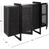 SAFAVIEH Couture Home Collection Cordelia Black Rattan 4-Door Storage Buffet Cabinet Entertainment Console Media Stand Sideboard (Fully Assembled)