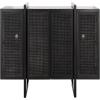SAFAVIEH Couture Home Collection Cordelia Black Rattan 4-Door Storage Buffet Cabinet Entertainment Console Media Stand Sideboard (Fully Assembled)